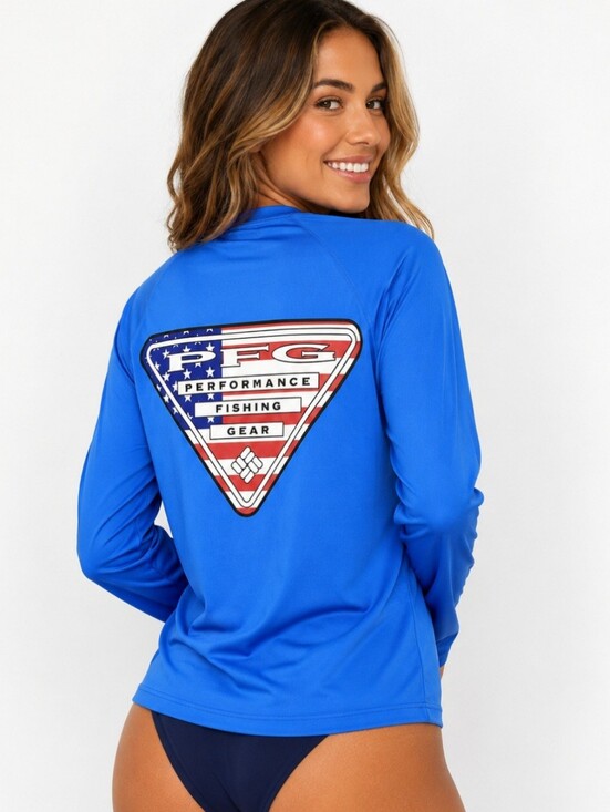 Columbia Sportswear Company Tops - Columbia PFG OmniShade Spf Sun Protection Shirt Blue XS Performance Rash Guard